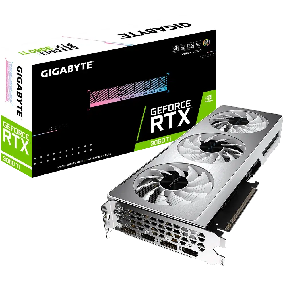 GIGABYTE GEFORCE RTX 3060 TI VISION OC 8GB GDDR6 WHITE GRAPHICS CARD-GRAPHICS CARD-Makotek Computers