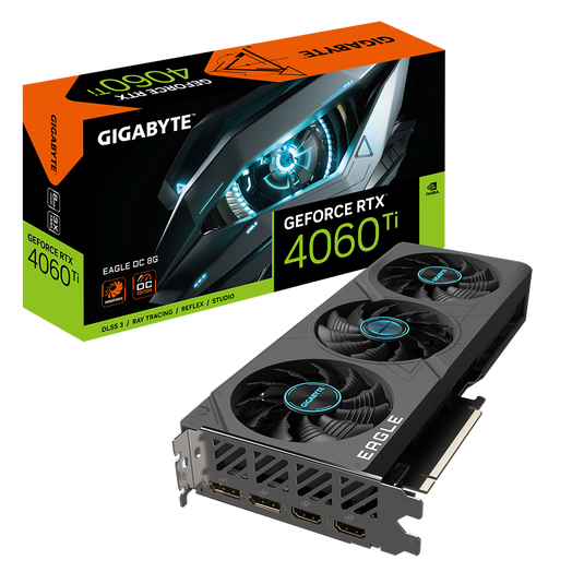GIGABYTE GV-N406TEAGLE-OC-8GD GEFORCE RTX 4060 TI EAGLE OC | 8GB GDDR6 | 2550 MHZ | 4352 CUDA CORES | 18 GBPS | 128 BIT | PCIE 4.0 | ATX | TRIPLE FAN | 12 MONTHS WARRANTY GRAPHICS CARD