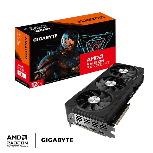 GIGABYTE GV-R77XTGAMING-OC-12GD RADEON RX 7700 XT GAMING OC | 12GB VRAM | GDDR6 | 192 BIT BUS | PCI-E 4.0 | DX12 ULTIMATE | 8 PIN * 2 | DP 2.1 * 2 | HDMI 2.1 * 2 | 12 MONTHS WARRANTY | GRAPHICS CARD