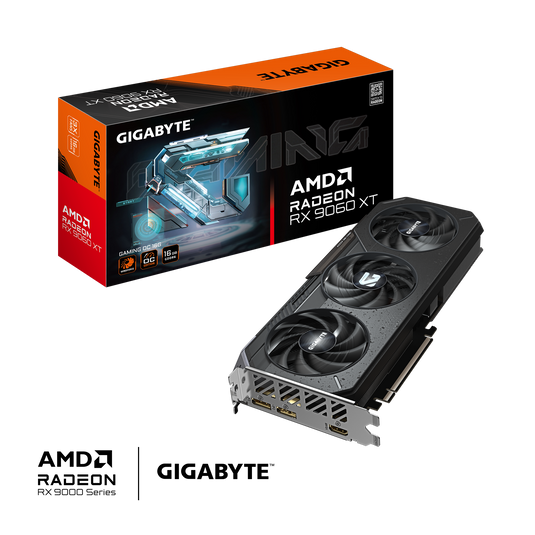 GIGABYTE GV-R9060XTGAMING-OC-16GD RADEON RX RX 9060 XT GAMING OC 16GB | 3320 MHZ | 20 GBPS | GDDR6 | 128 BIT | PCIE 5.0 | 2048 STREAM PROCESSORS | 12 MONTHS WARRANTY GRAPHICS CARD