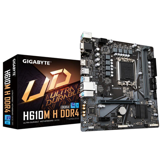 GIGABYTE H610M-H DDR4 WITH 6+1+1 HYBRID PHASES DIGITAL VRM DESIGN, PCIE 4.0* DESIGN, GEN3 X4 M.2, INTEL® GBE WITH CFOSSPEED, ANTI-SULFUR RESISTOR, SMART FAN 6 MOTHERBOARD-MOTHERBOARDS-Makotek Computers