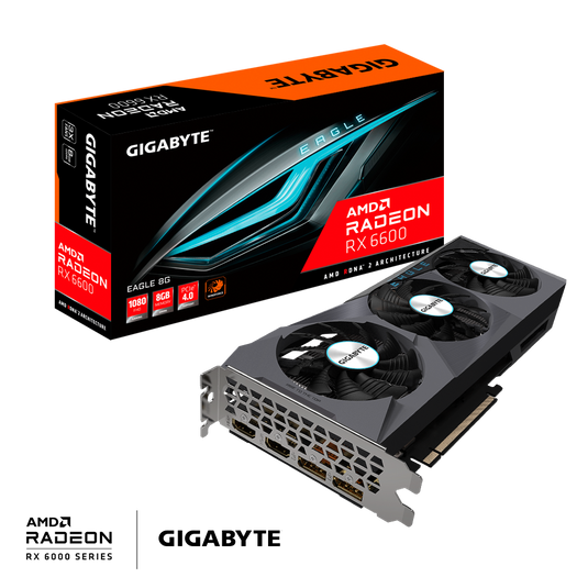 GIGABYTE RADEON RX 6600 EAGLE | 8G | GDDR6 | TRIPLE FAN | PCI-E 4.0 X 8 | DP * 2 | HDMI * 2 | BLACK | 12 MONTHS WARRANTY | GRAPHICS CARD