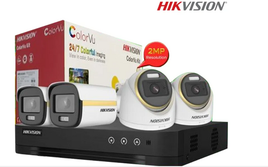 HIKVISION TVI-LITE-4CH2D2B-2MP-COLORVU KIT | 4CH DVR | 2x2MP BULLET | 2x2MP DOME| 6 MONTHS WARRANTY CCTV