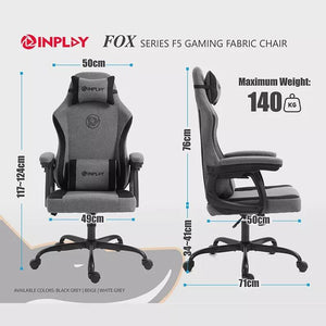 INPLAY FOX F5-B BLACK-GREY | FRABRIC MATERIAL GAMING CHAIR-GAMING CHAIR-Makotek Computers