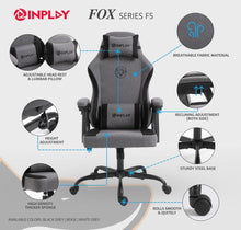 Load image into Gallery viewer, INPLAY FOX F5-W WHITE-GRAY | FABRIC MATERIAL GAMING CHAIR-LAPTOP-Makotek Computers
