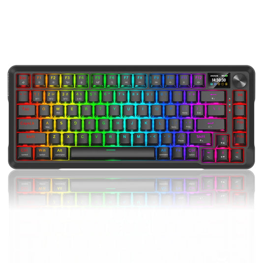 REDRAGON BEHEMOTH PRO | K724-RGB-PRO | BLACK | 81 KEYS | 75% LAY-OUT DESIGN | FULL CUSTOMIZABLE SMART LCD SCREEN | 3 MODES CONNECTION: WIRELESS | BLUETOOTH | WIRED | SILVER SWITCH (LINEAR) | PROGRAMMABLE PER-KEY RGB BACKLIGHT | 6 MONTHS WARRANTY KEYBOARD