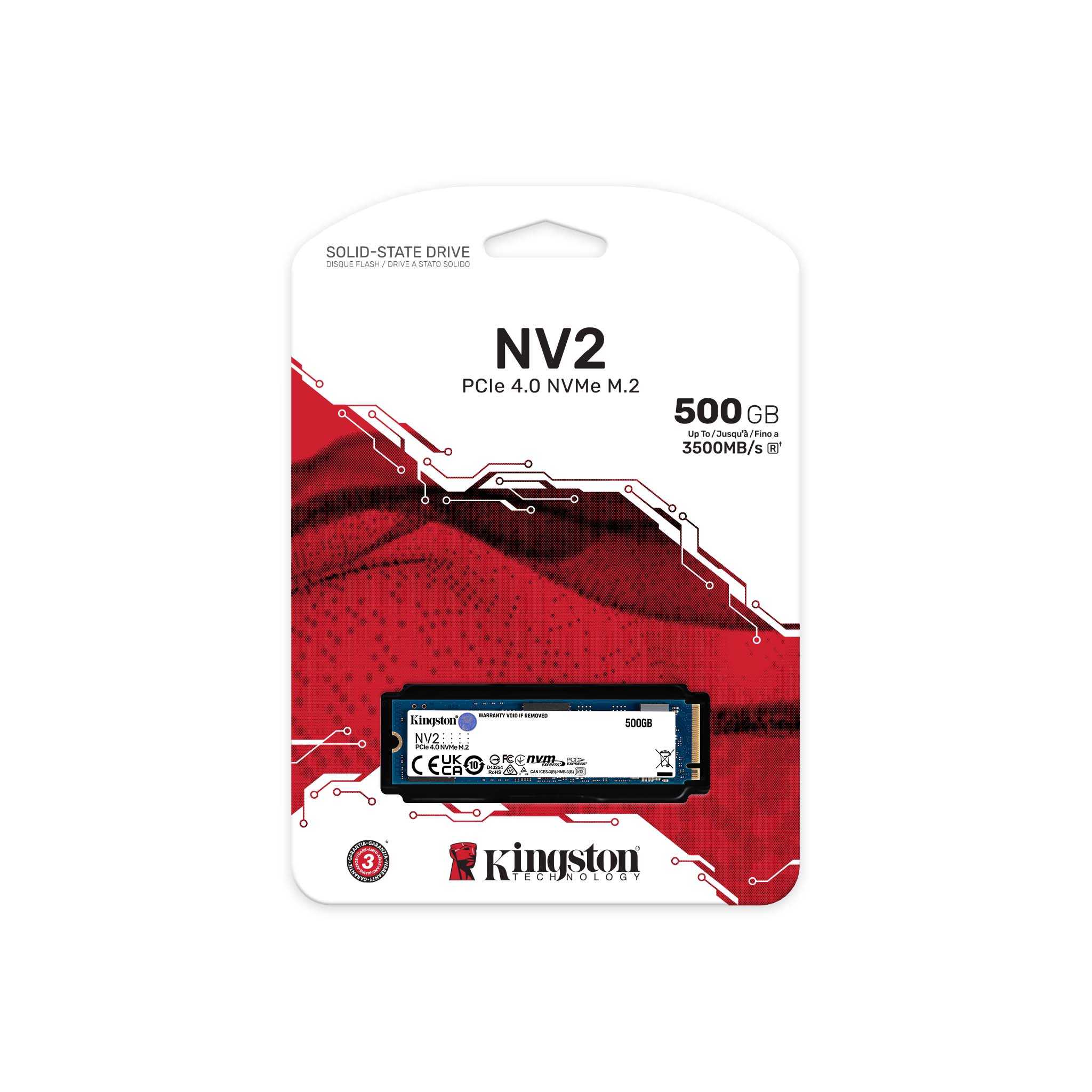KINGSTON NV2 SNV2S/500G | 500GB | PCIE 4.0 x4 | NVME | M.2 KINGSTON NV2 SNV2S/500G | 500GB | PCIE 4.0 x4 | NVME | M.2