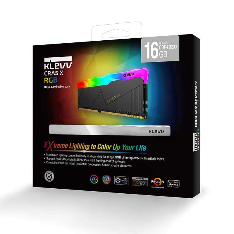 KLEVV CRAS-X RGB 3200 16GB 2X8GB 3200MHz DDR4 1.35 DIMM 288 KLEVV CRAS-X RGB 3200 16GB 2X8GB 3200MHz DDR4 1.35 DIMM 288