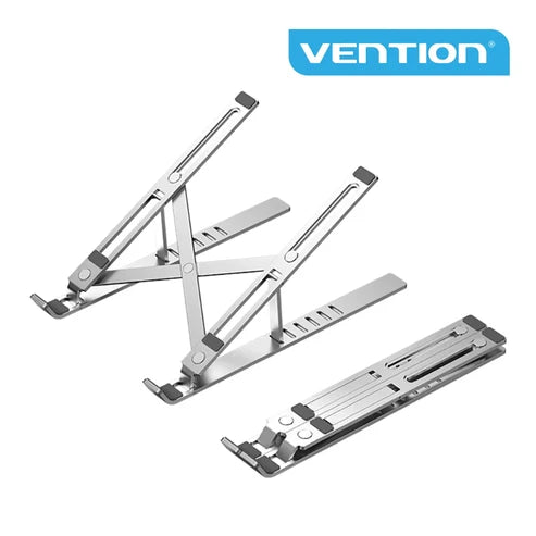 VENTION KDMI0 | SILVER | FOLDABLE LAPTOP STAND | ALUMINUM ALLOY | SUPPORTS UP TO 17-INCH LAPTOPS | 15KG LOAD CAPACITY | ADJUSTABLE ANGLE | OPEN-AIR DESIGN | PORTABLE & FOLDABLE | 6 MONTHS WARRANTY OTHERS |