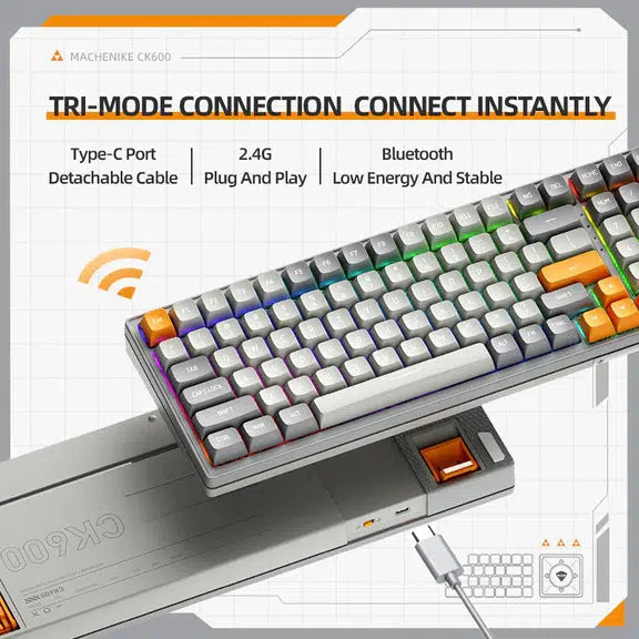 MACHENIKE CK600-B100W MARS GREEN LIGHT TRI-MODE RED SWITCH MECHANICAL KEYBOARD-KEYBOARD-Makotek Computers