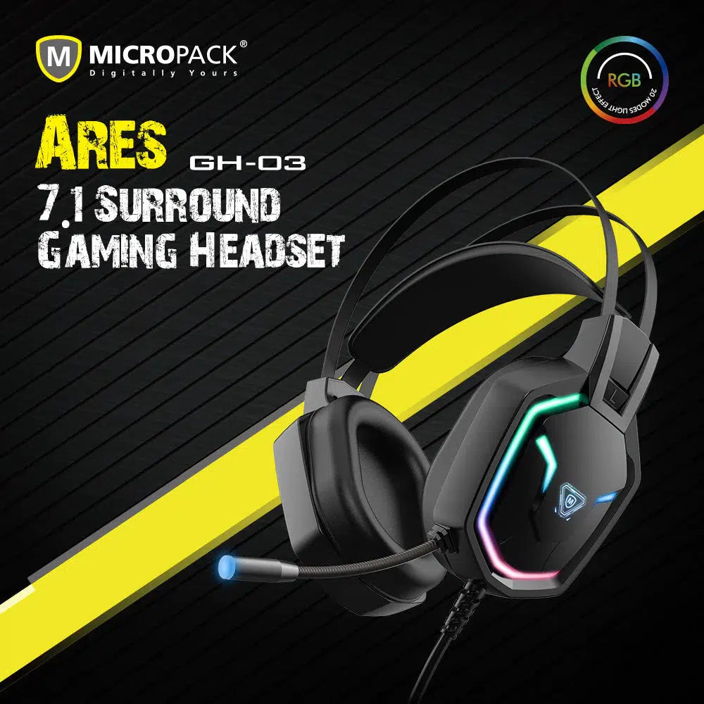 MICROPACK DIGITAL YOURS ARES GH03 ARES 7.1 SORROUND GAMING HEADSET-HEADSET-Makotek Computers