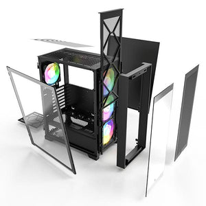 MONTECH AIR 1000 PREMIUM BLACK WITH 3x140MM ARGB FAN AND 1x120MM ARGB FAN CASE-CASE-Makotek Computers