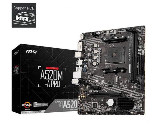 MSI A520M A PRO/2*DDR4/M-ATX/M.2/AM4 MOTHERBOARD-MOTHERBOARDS-Makotek Computers