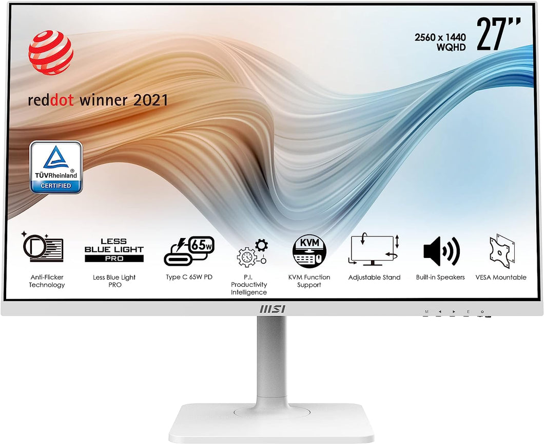 MSI MODERN MD272QP/W (IPS) WHITE 2560 x 1440 (WQHD) 75HZ PROFESSIONAL MONITOR-MONITOR-Makotek Computers