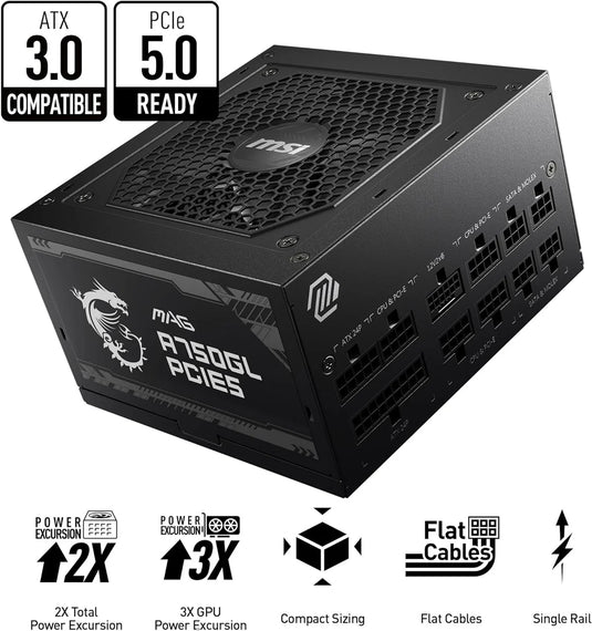 MSI MPG A750GF BLACK 80+ GOLD TRUE RATED FULLY MODULAR | 12 MONTHS WARRANTY | POWER SUPPLY