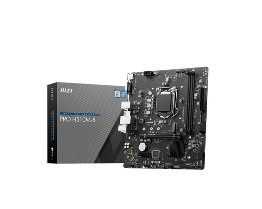 MSI PRO H510M-B | 2 DIMM SLOTS | HDMI * 1 | VGA * 1 | PCI-E 3.0 X 16 | PCI-E M.2 3.0 X 4 | REALTEK ALC897 | MATX | LGA 1200 | 12 MONTHS WARRANTY MOTHERBOARD