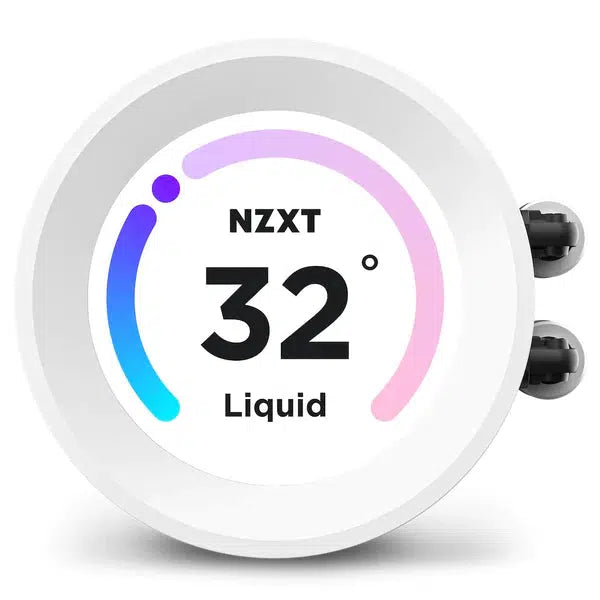 NZXT ELITE 240 MATTE WHITE 240MM WITH LCD DISPLAY AIO LIQUID COOLER-LIQUID COOLER-Makotek Computers