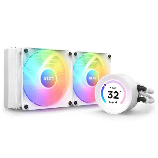 NZXT ELITE 240 MATTE WHITE 240MM WITH LCD DISPLAY AIO LIQUID COOLER-LIQUID COOLER-Makotek Computers