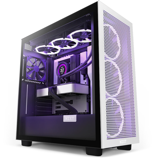 NZXT H7 FLOW RGB | MESH FRONT | ATX | M-ATX | ITX | TEMPERED GLASS | BLACK/WHITE PC CASE