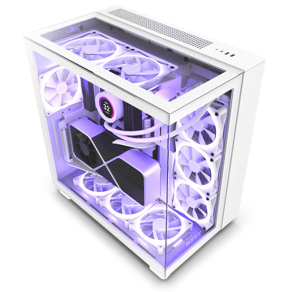 NZXT H9 ELITE MATTE WHITE DUAL CHAMBER MID TOWER CASE-CASE-Makotek Computers