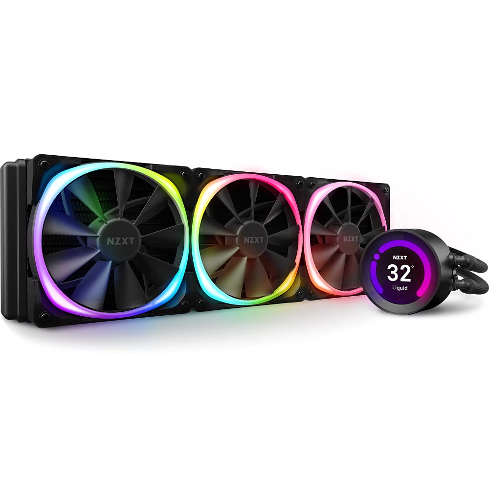 NZXT KRAKEN Z73 RGB 360MM - CUSTOMIZABLE LCD DISPLAY - IMPROVED PUMP - POWERED BY CAM V4 - RGB CONNECTOR - AER RGB 2 120MM RADIATOR FANS (3 INCLUDED) ‚Äì BLACK AIO RGB CPU LIQUID COOLER-LIQUID COOLER-Makotek Computers