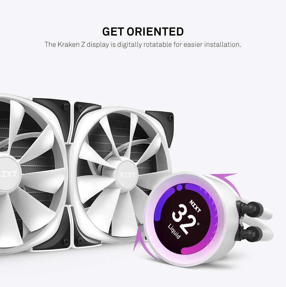 NZXT KRAKEN Z73 RGB 360MM - CUSTOMIZABLE LCD DISPLAY - IMPROVED PUMP - POWERED BY CAM V4 - RGB CONNECTOR - AER RGB 2 120MM RADIATOR FANS (3 INCLUDED) ‚Äì WHITE AIO RGB CPU LIQUID COOLER-LIQUID COOLER-Makotek Computers