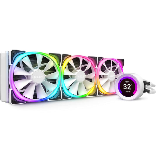 NZXT KRAKEN Z73 RGB 360MM - CUSTOMIZABLE LCD DISPLAY - IMPROVED PUMP - POWERED BY CAM V4 - RGB CONNECTOR - AER RGB 2 120MM RADIATOR FANS (3 INCLUDED) ‚Äì WHITE AIO RGB CPU LIQUID COOLER-LIQUID COOLER-Makotek Computers