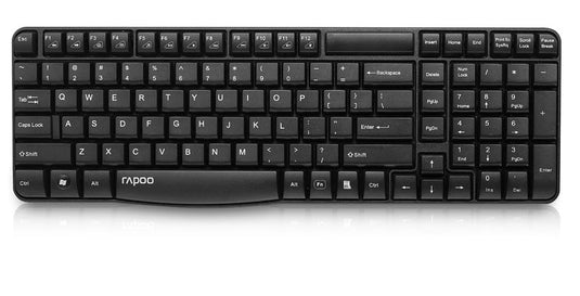 RAPOO E1050 WIRELESS KEYBOARD | 2.4 GHZ WIRELESS WITH A USB RECEIVER | UP TO 10 METERS (33 FEET) | 1 AA BATTERY | 6 MONTHS WARRANTY