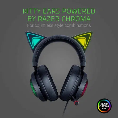 RAZER KRAKEN KITTY CHROMA BLACK USB GAMING HEADSET-HEADSET-Makotek Computers