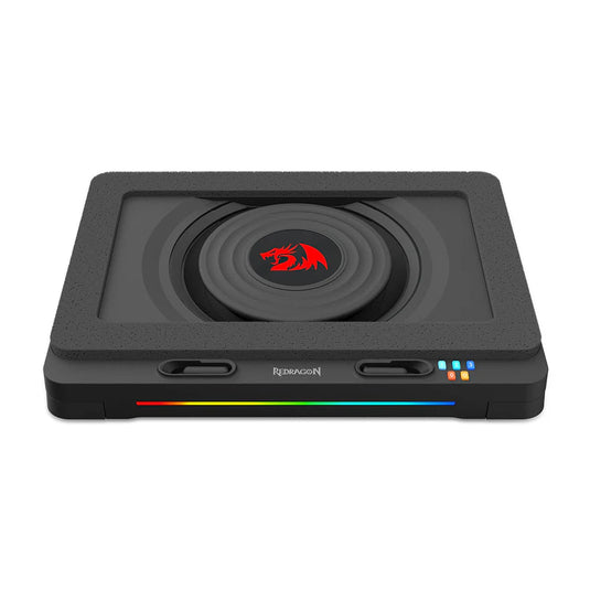 REDRAGON GCP 512 BLACK | 15CM TURBO FAN | SUPPORTS UP TO 15-17" | FAST COOLING | ADJUSTABLE ANGLE | RGB | HIGH SPEED CIRCULATING HEAT DISSIPATION | 3 LEBELS FAN SPEED |  6 MONTHS WARRANTY LAPTOP COOLER