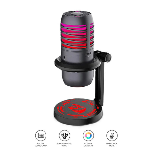 REDRAGON GM-211  NEBULA | CARDOID POINTING MODE  | 6 COLOR GRADIENT DAZZLING LIGHTPICK | BUILT-IN SOUND CARD | SUPER CD-LEVEL 96KHZ SAMPLING RATE | 6 MONTHS WARRANTY MICROPHONE