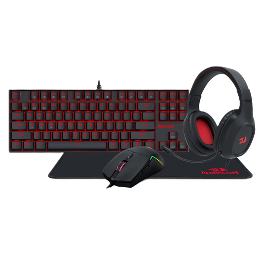 REDRAGON K552-BB-3 |4 IN 1 SET | K552 KUMARA SINGLE RED BACKLIGHT | M730 NAGA GAMING MOUSE | H132 GRIM HEADSET WITH MOUSEPAD | 6 MONTHS WARRANTY COMBO