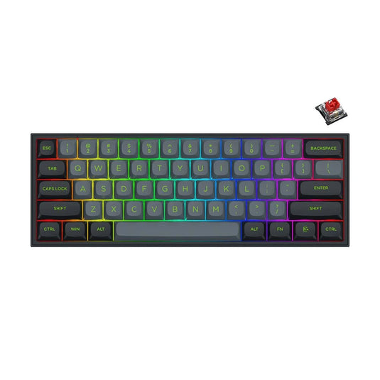 REDRAGON K617GB-RGB FIZZ | GREY-BLACK | 61 KEYS | 60% LAYOUT DESIGN | RED SWITCH (LINEAR) | WIRED USB-C (DETACHABLE) | HOT-SWAPPABLE | N-KEY ROLLOVER | RGB BACKLIGHTING | 6 MONTHS WARRANTY KEYBOARD