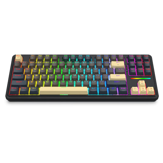 REDRAGON K728GGY-RGB-PRO | ANTONIUM PRO | 87 KEYS GASKET MOUNTED | 80% LAYOUT | 3 MODES CONNECTION BACKLIGHTING MECHANICAL | BLUETOOTH| WIRED |2.4GHZ | SILVER SWITCH |GREY + YELLOW | 6 MONTHS WARRANTY KEYBOARD