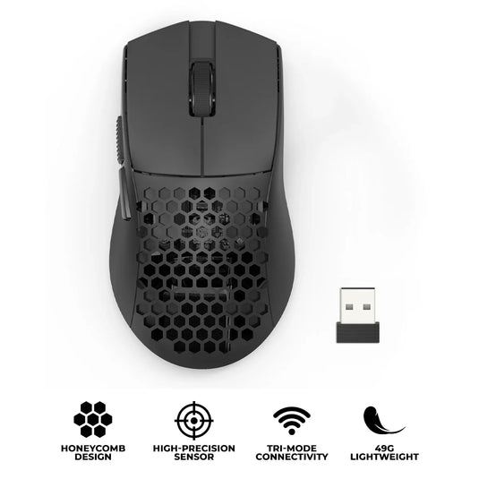 REDRAGON M725-LIT ASTROLABE LITE | BLACK | TRI-MODE | WIRED | 2.4GHZ | BLUETOOTH | UP TO 8,000 DPI | 5 PROGRAMMABLE BUTTONS | ULTRA-LIGHT HONEYCOMB | CUSTOM SOFTWARE | COOLING AIRFLOW DESIGN | 6 MONTHS WARRANTY MOUSE