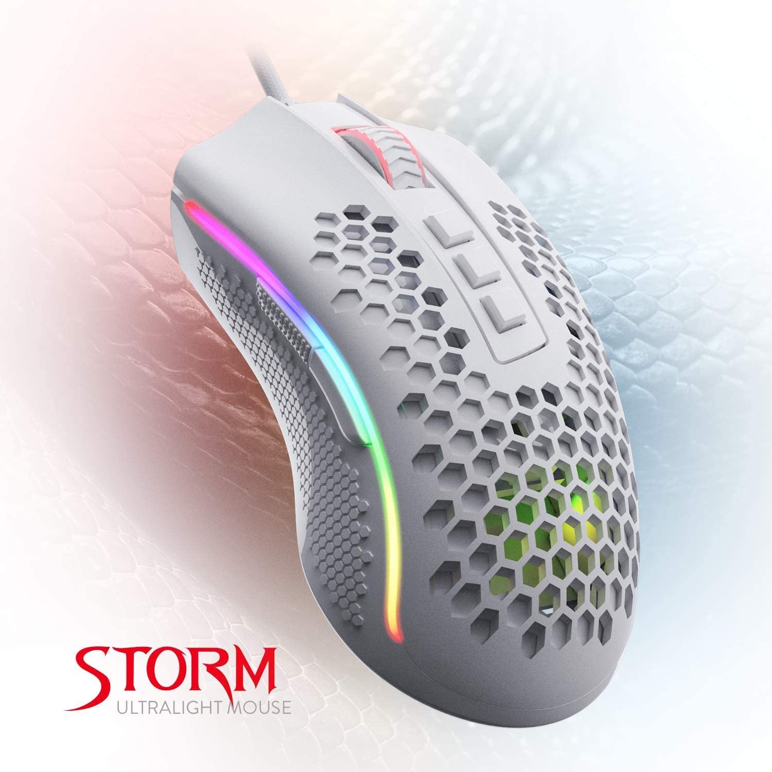 REDRAGON M808-RGB STORM WHITE MOUSE-Mouse-Makotek Computers