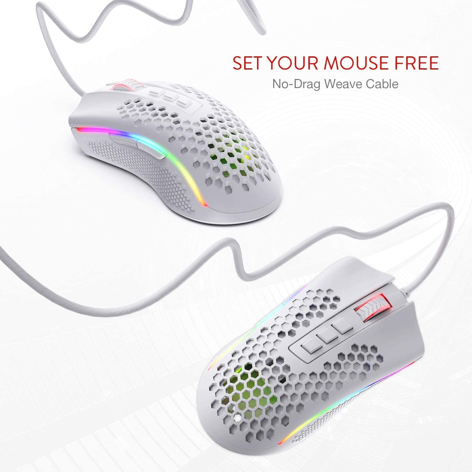 REDRAGON M808-RGB STORM WHITE MOUSE-Mouse-Makotek Computers