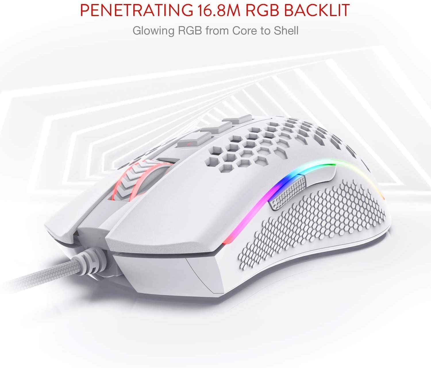 REDRAGON M808-RGB STORM WHITE MOUSE-Mouse-Makotek Computers