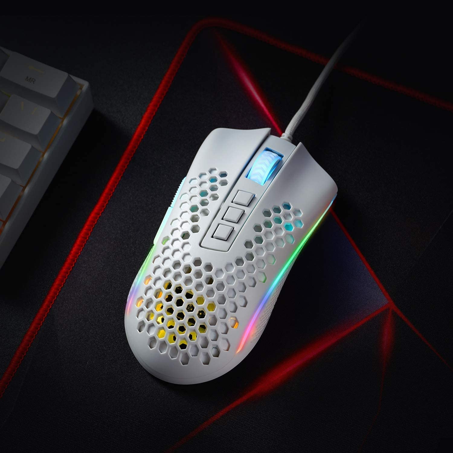 REDRAGON M808-RGB STORM WHITE MOUSE-Mouse-Makotek Computers