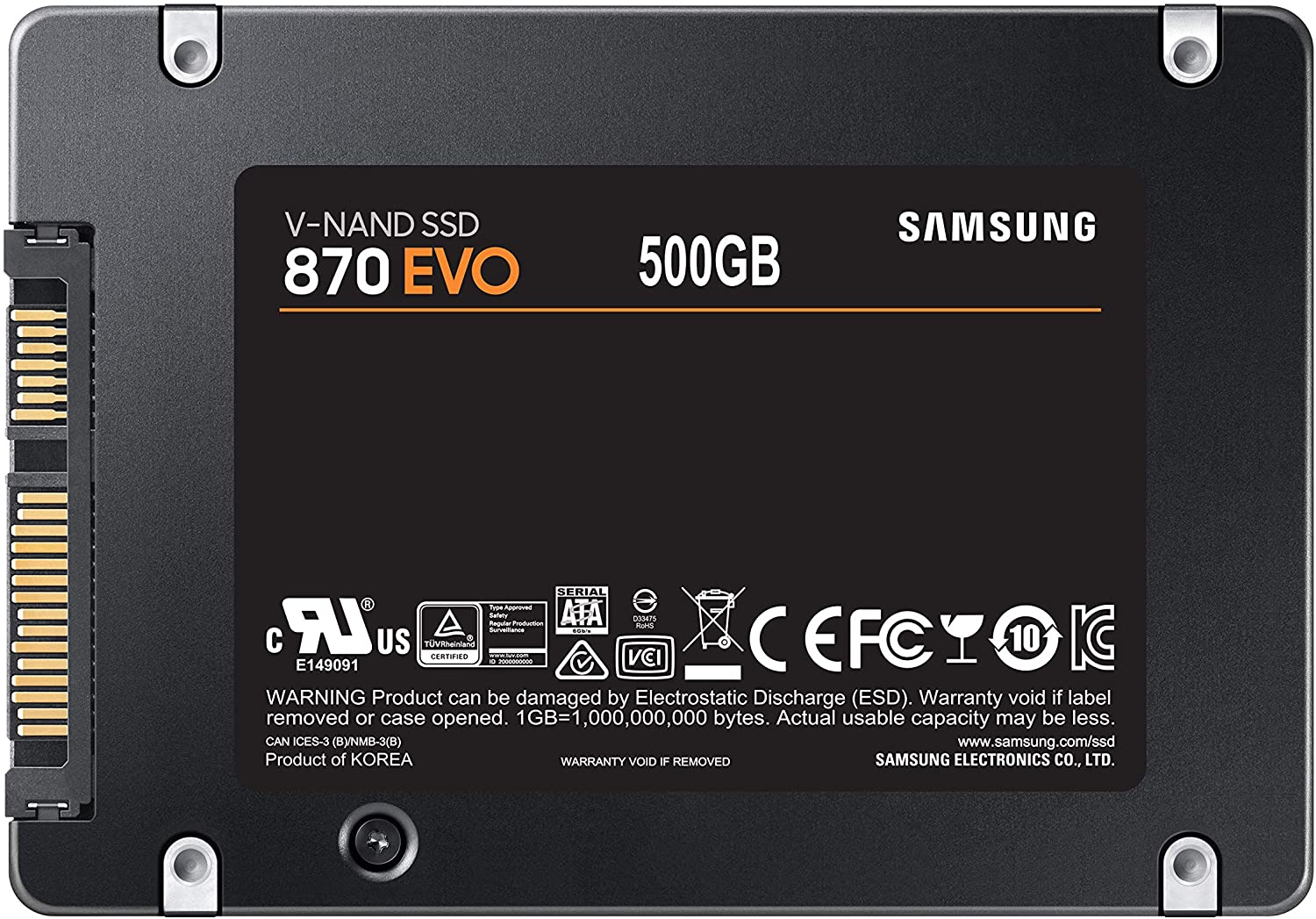 SAMSUNG MZ-77E500BW 870 EVO 500GB 2.5" SATA III 6 GB/S SSD-SOLID STATE DRIVE-Makotek Computers