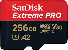 SANDISK EXTREME PRO MICROSDXC, SQXCD 256GB, V30, U3, C10