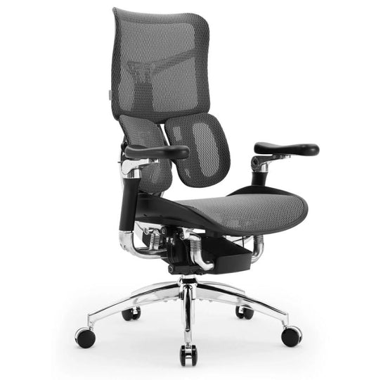 SIHOO DORO S300 | FLOATING WING LUMBAR SUPPORT | LIGHT CLOUD MESH | WITH SPACE MECHANISM | ONE PIECE  HEADREST | WITH FOOTREST BLACK  CHAIR