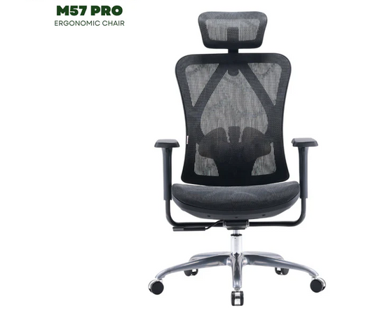 SIHOO M57 PRO | BLACK | DOUBLE JOINT 3D ADJUSTABLE HEADREST | ADAPTIVE RECLINE TENSION | RECLINE-LOCK FEATURE |  4-WAY ADAPTIVE LUMBAR SUPPORT |   CHAIR