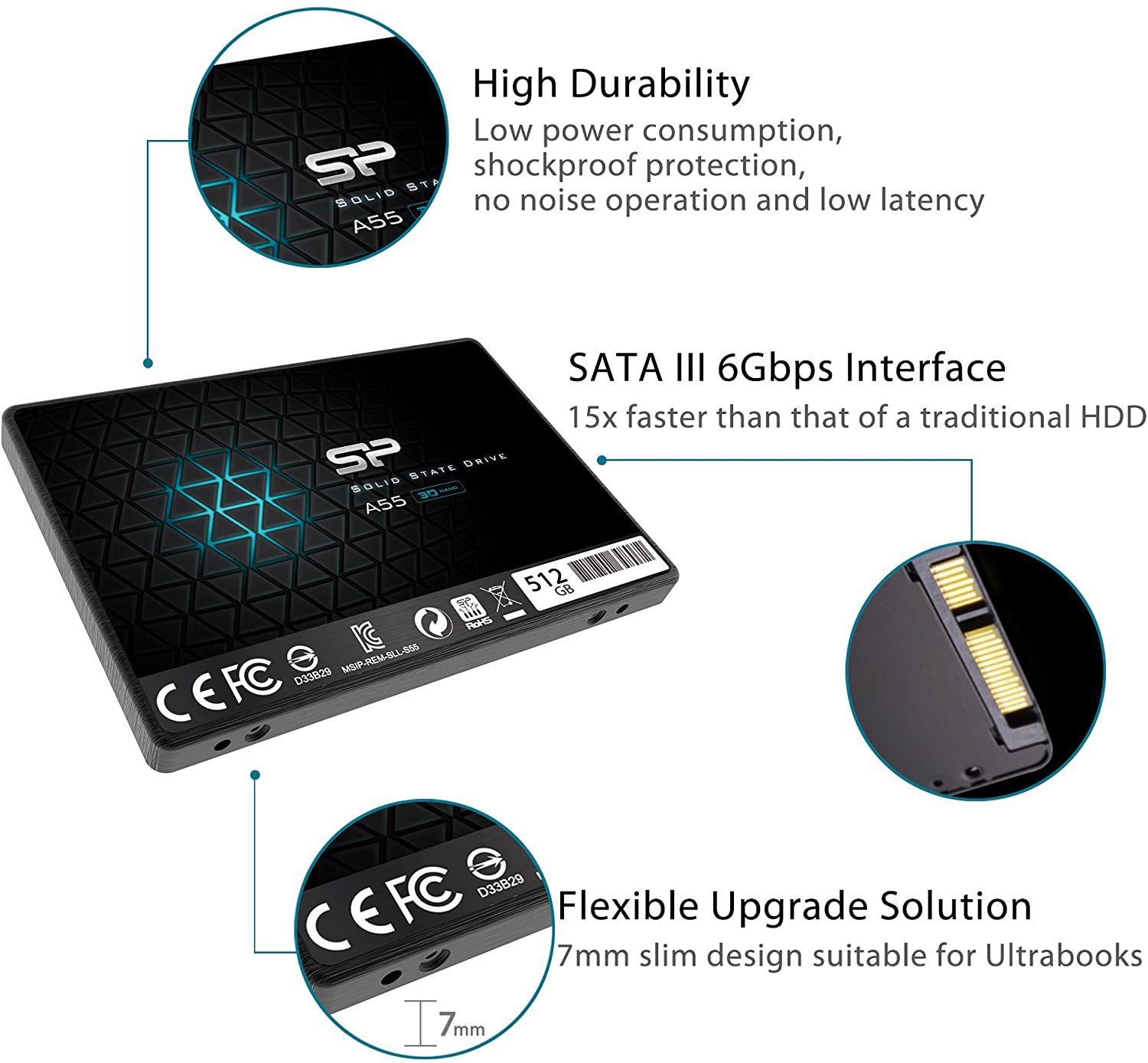 SILICON POWER 2.5"SATA SSD A55 512GB SOLID STATE DRIVE-SOLID STATE DRIVE-Makotek Computers