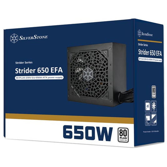 SILVERSTONE SST-ST650-EFA STRIDER 650 EFA | 80+ WHITE | 230V | 650W | ATX | 80 PLUS  CERTIFIED | 12 MONTHS WARRANTY POWER SUPPLY UNITS