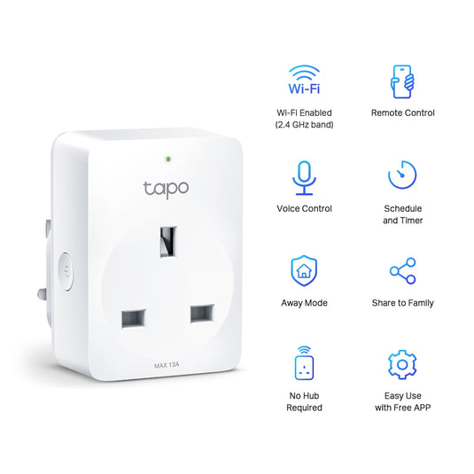 TAPO P100 (2-Pack) | MINI SMART Wi-Fi SOCKET | 100-240 V | MAX LOAD 10 A, 50/60 Hz, 2.4 GHz | 12 MONTHS WARRANTY ACCESSORIES