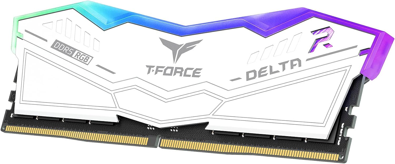 TEAMGROUP DELTA 5200MHZ 32GB 16GBX2 RGB DDR5 WHITE DESKTOP MEMORY-MEMORY-Makotek Computers