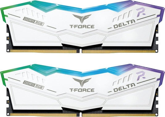 TEAMGROUP DELTA 5200MHZ 32GB 16GBX2 RGB DDR5 WHITE DESKTOP MEMORY-MEMORY-Makotek Computers