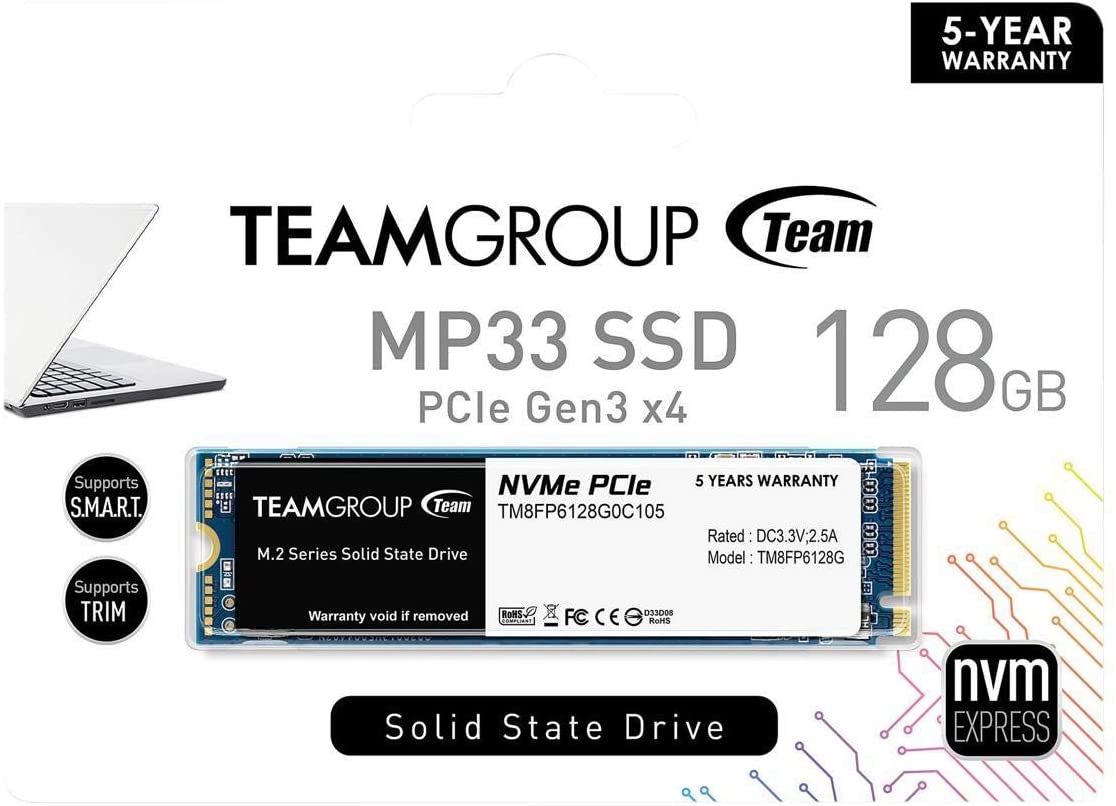 TEAMGROUP MP33 M.2-2280 128GB NVME PCIe GEN3 SSD-SOLID STATE DRIVE-Makotek Computers