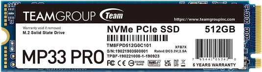 TEAMGROUP MP33 PRO 512GB SLC CACHE 3D NAND TLC NVME 1.3 PCIE GEN3X4 M.2 2280 INTERNAL SSD-SSD-Makotek Computers